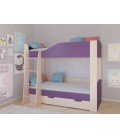двухъярусная кровать Астра-2 дуб молочный / фиолетовый