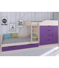 двухъярусная кровать Астра-6 Дуб Молочный / Фиолетовый