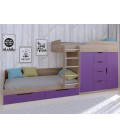 двухъярусная кровать Астра-6 Сонома / Фиолетовый