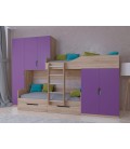 двухъярусная кровать Лео цвет Сонома / Фиолетовый