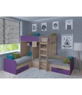 двухъярусная кровать Трио цвет Сонома - Фиолетовый