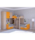 двухъярусная кровать Трио-1 цвет Сонома - Оранжевый