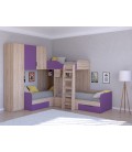 двухъярусная кровать Трио-1 цвет Сонома - Фиолетовый