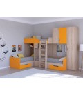 двухъярусная кровать Трио-2 цвет Сонома - Оранжевый