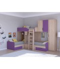 двухъярусная кровать Трио-2 цвет Сонома - Фиолетовый