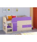 кровать чердак Астра-9-V-1 дуб молочный / фиолетовый