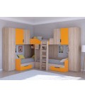 двухъярусная кровать Трио-3 цвет Сонома - Оранжевый
