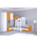двухъярусная кровать Трио-1 цвет Белый - Оранжевый