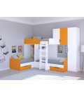 двухъярусная кровать Трио-2 цвет Белый - Оранжевый