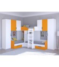двухъярусная кровать Трио-3 цвет Белый - Оранжевый