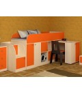 кровать чердак Астра мини дуб молочный / оранжевый