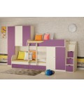 двухъярусная кровать Лео СТ цвет дуб молочный / фиолетовый